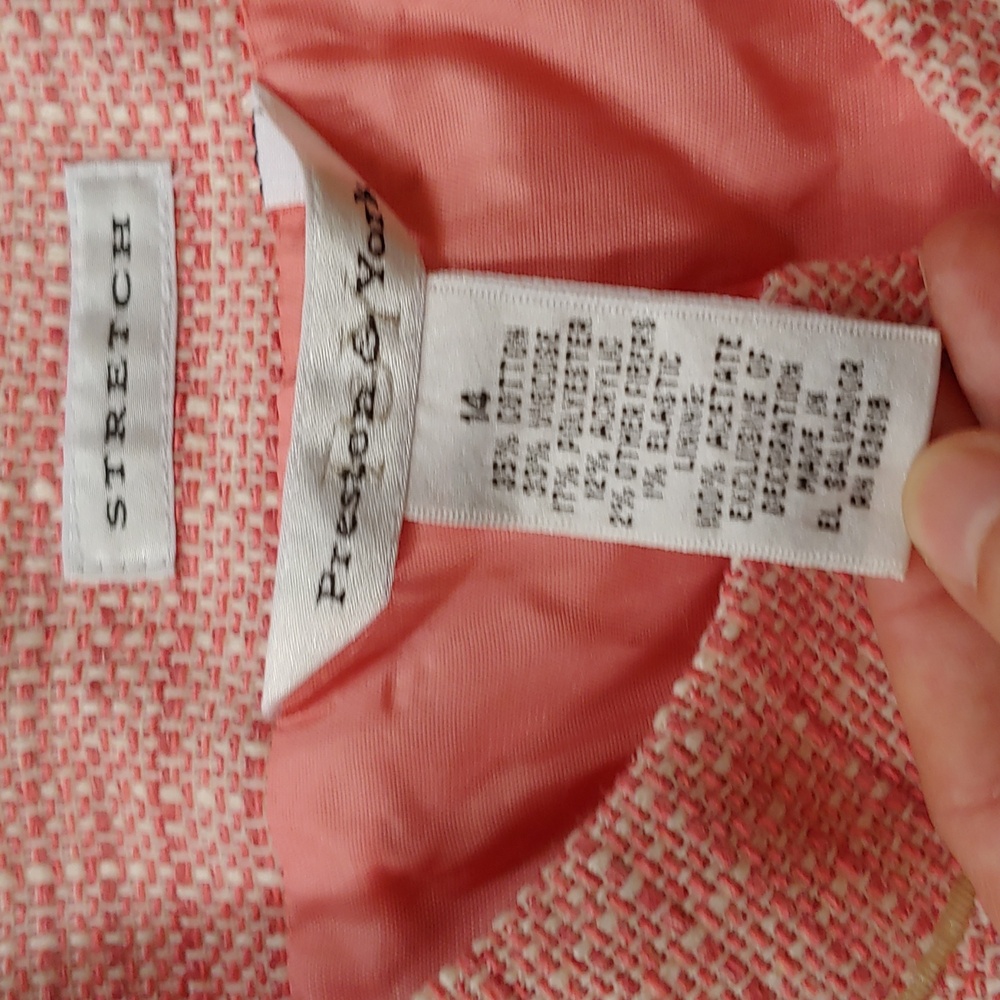 Preston & York Bouclé Jacket | 3/4 Sleeve | Coral | NWT | Waist Length Size 14 - Picture 7 of 9